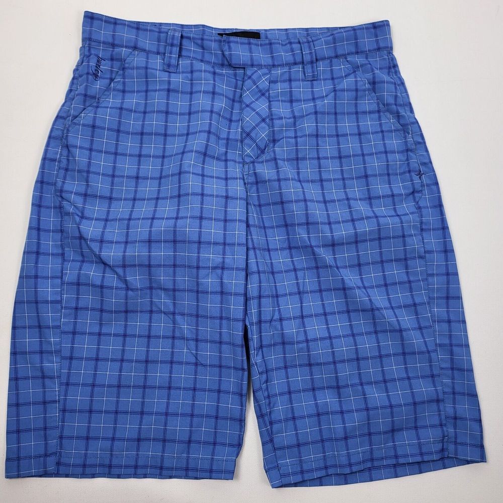 Hurley Blue Plaid Flat-Front Men's Shorts